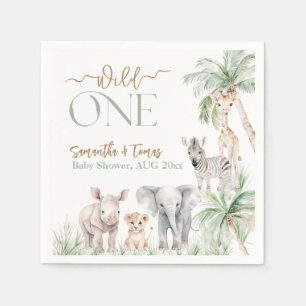 Servilleta De Papel Safari Animal Wild One Baby Shower