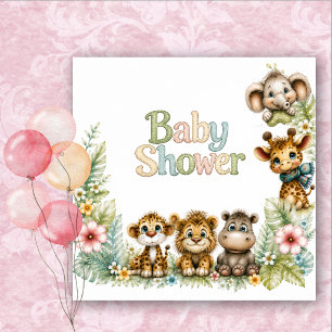 Servilleta De Papel Safari Animales de la Jungla Acuarela Baby Shower