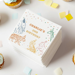 Servilleta De Papel Safari Animales Salvajes 2do Cumpleaños