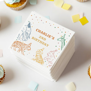 Servilleta De Papel Safari Animales Salvajes 2do Cumpleaños