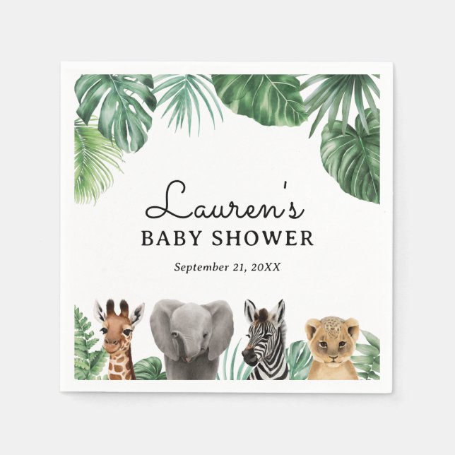 Servilleta De Papel Safari Animals Baby Shower (Anverso)