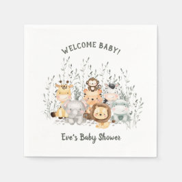 Servilleta De Papel Safari Animals Baby Shower Napkins