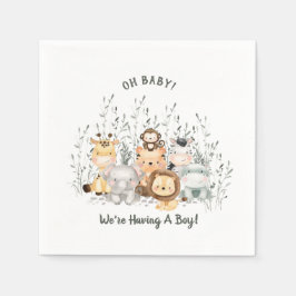 Servilleta De Papel Safari Animals Baby Shower Napkins