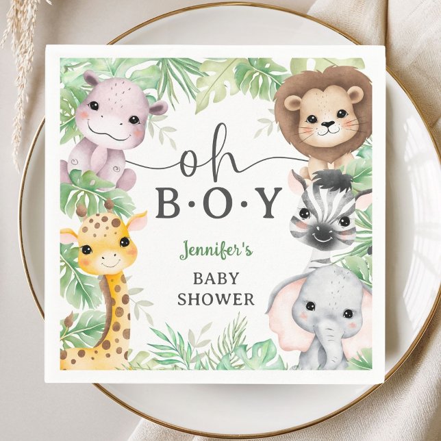Servilleta De Papel Safari Animals Baby Shower Oh Boy Tropical Jungle (Subido por el creador)
