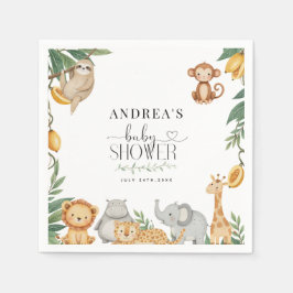 Servilleta De Papel Safari Animals Calligraphy Baby Shower 