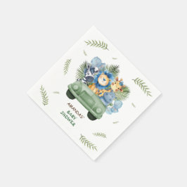 Servilleta De Papel Safari Animals Car Boy Baby Shower