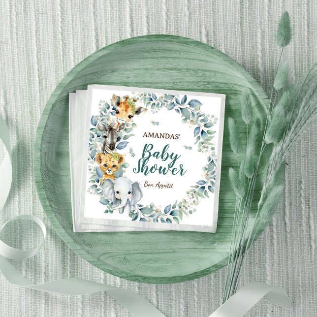 Servilleta De Papel Safari Animals Greenery Botanical Baby Shower (Subido por el creador)