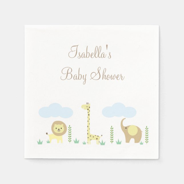 Servilleta De Papel Safari Baby Shower Napkins (Anverso)