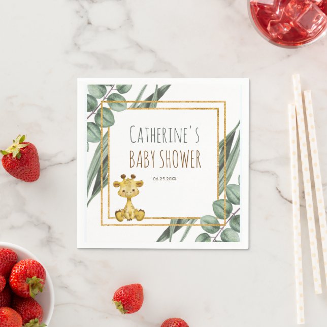 Servilleta De Papel Safari de la Jungla Dulce Giraffe Baby Shower Botá (In situ)