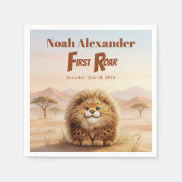 Servilleta De Papel Safari First Roar Fluffy Leopard Birthday Party