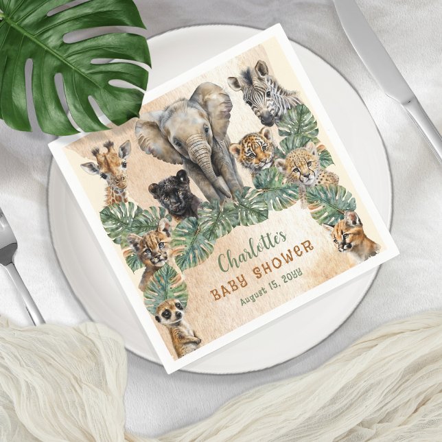 Servilleta De Papel Safari Jungle Animales salvajes Neutrales Baby Sho (Subido por el creador)