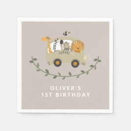 Servilleta De Papel Safari Jungle Animals 1er Nacimiento Nombre person