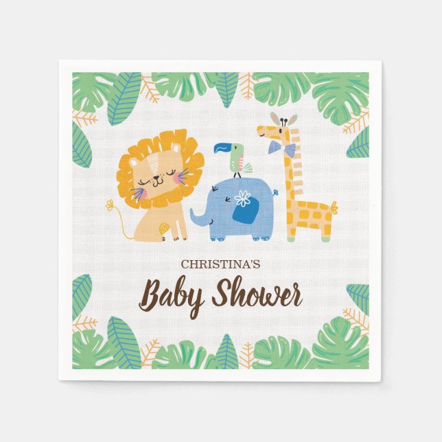 Servilleta De Papel Safari Jungle Baby Shower Napkin (Anverso)