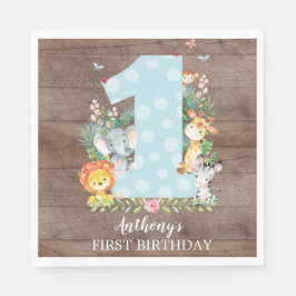 Servilleta De Papel Safari Jungle Boys First Birthday Paper Napkins