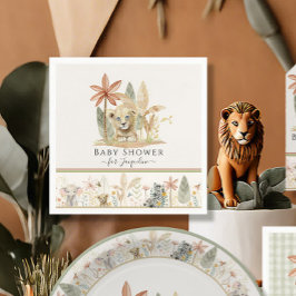 Servilleta De Papel Safari Lion Cub Zebra Girafa Jungla Baby Shower