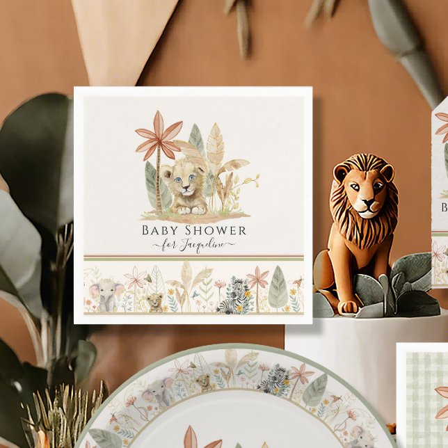 Servilleta De Papel Safari Lion Cub Zebra Girafa Jungla Baby Shower (Subido por el creador)