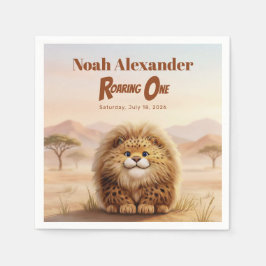 Servilleta De Papel Safari Roaring One Fluffy Leopard Birthday Party