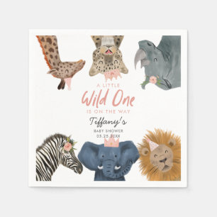 Servilleta De Papel Safari rosa moderno Animales Baby Shower Napkins