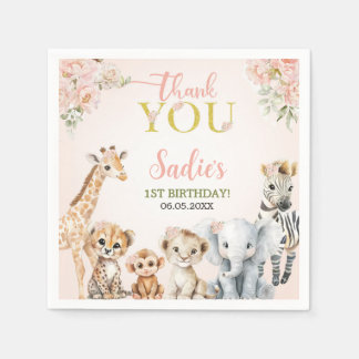 Servilleta De Papel Safari Sweet Girl Floral Birthday 