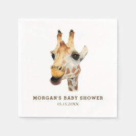 Servilleta De Papel Safari Tema acuarela Giraffe Baby Shower