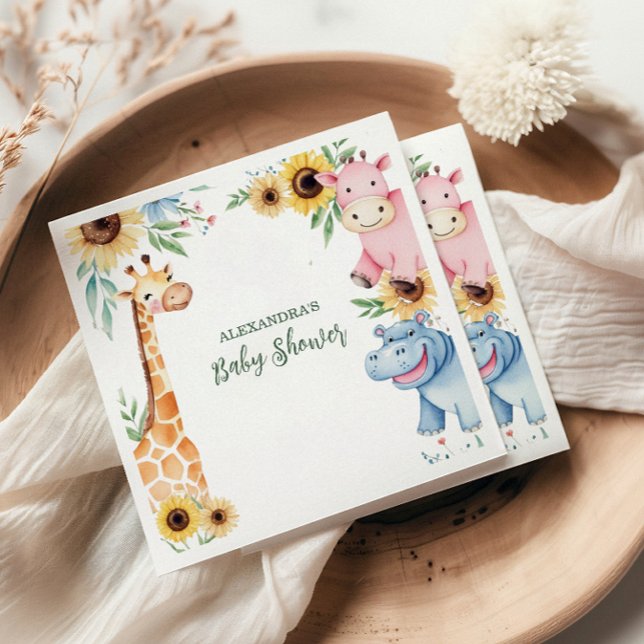 Servilleta De Papel Safari Tropical Jungle Animals Baby Shower (Subido por el creador)