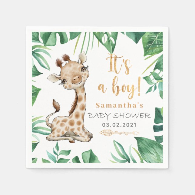 Servilleta De Papel Safari Wild Giraffe Baby Shower Napkins (Anverso)