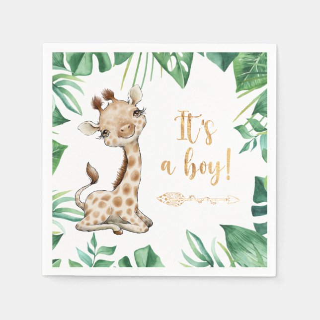 Servilleta De Papel Safari Wild Giraffe Baby Shower Napkins (Anverso)
