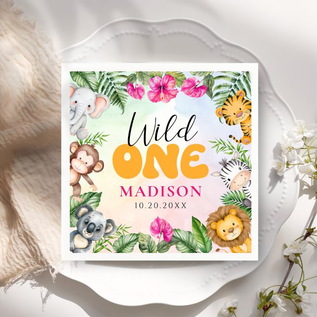 Servilleta De Papel Safari Wild One First Chica Birthday (Subido por el creador)