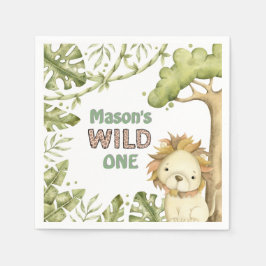 Servilleta De Papel Safari Wild One Watercolor Primer cumpleaños