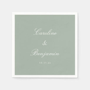 Servilleta De Papel Sage Clásico Script Elegante Boda Nombre Personali