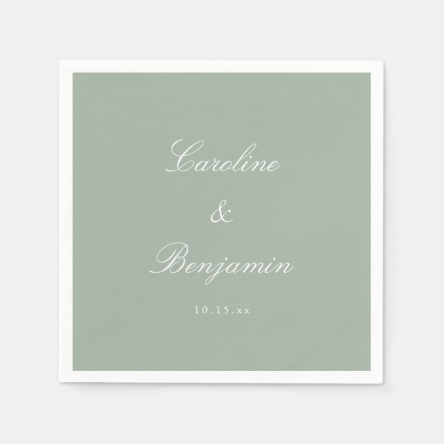 Servilleta De Papel Sage Classic Script Elegant Wedding Custom Name (Anverso)
