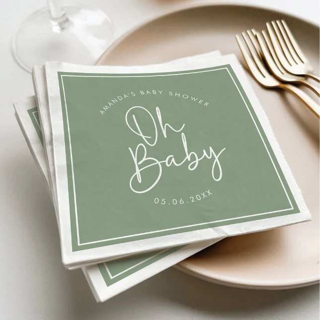 Servilleta De Papel Sage de escritura moderna Oh Baby Simple Baby Show (Subido por el creador)
