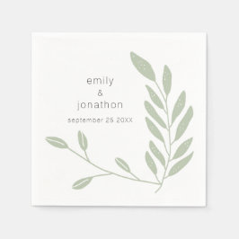 Servilleta De Papel Sage Green Artsy Leaks Nombres de Bodas