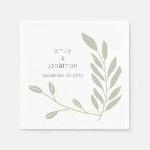 Servilleta De Papel Sage Green Artsy Leaks Nombres de Bodas
