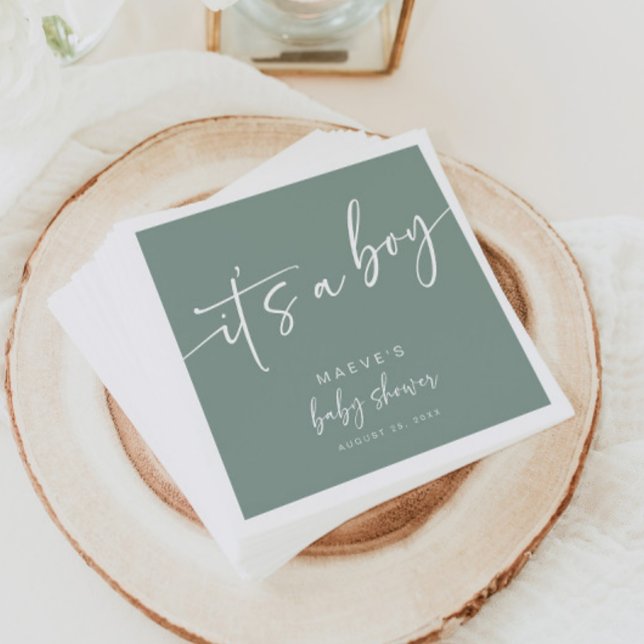 Servilleta De Papel Sage Green Baby Shower Paper Napkins Moderno Boy (Subido por el creador)