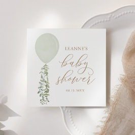 Servilleta De Papel Sage Green Balloon Eucalyptus Baby Shower