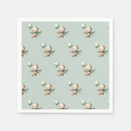 Servilleta De Papel Sage Green Bear Baby Shower Napkins