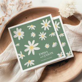 Servilleta De Papel Sage Green Bohemia Daisy Flower Napkins