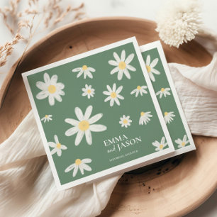Servilleta De Papel Sage Green Bohemia Daisy Flower Napkins