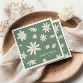 Servilleta De Papel Sage Green Bohemia Daisy Flower Napkins