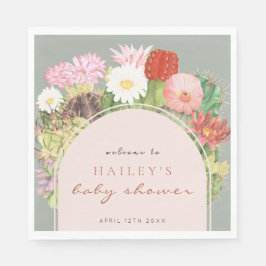 Servilleta De Papel Sage Green Boho Bloom Cactus Baby Shower