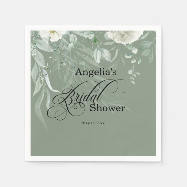 Servilleta De Papel Sage Green Bridal Shower (Anverso)
