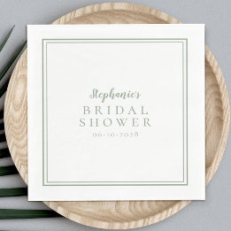 Servilleta De Papel Sage Green Bridal Shower Boda Simple Moderno