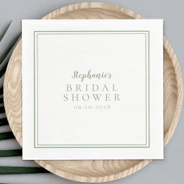 Servilleta De Papel Sage Green Bridal Shower Boda Simple Moderno
