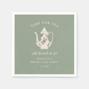 Servilleta De Papel Sage Green Bridal Shower Tea Fiesta