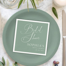 Sage Green caligrafía Minimalista ducha de novia