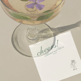 Servilleta De Papel Sage Green Cheers Elegante Boda Personalizado