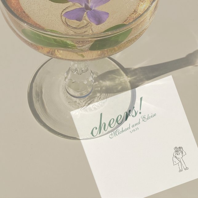 Servilleta De Papel Sage Green Cheers Elegante Boda Personalizado (Modern Elegant Sage Green Wedding Suite Theme with options to personalize for your special day.)
