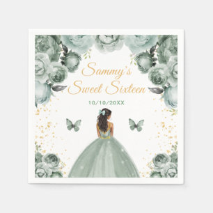 Servilleta De Papel Sage Green Dark Skin Princess Dulce