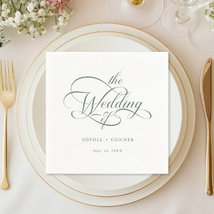 Servilleta De Papel Sage Green Delicate Elegante Boda de Guión